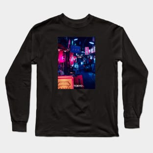 Tokyo Street Neon Synthwave Long Sleeve T-Shirt